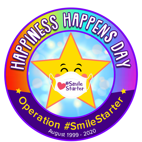 Graphic for Happiness Happens Day with a star wearing a mask